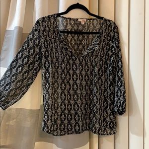Bongo medium blouse black and white sheer